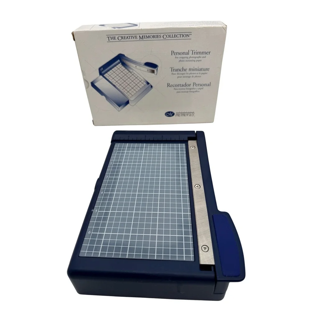 Creative Memories Personal Trimmer Blue Guillotine Paper Cutter Photo Cropping